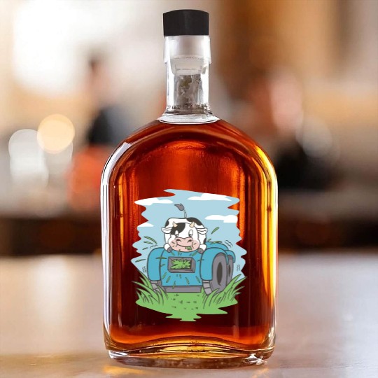 Cow eating grass tractor Cow eating grass tractor Whiskey Bottles