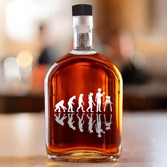 Human Evolution Home Brewing Coffeemaker Barista Whiskey Bottles