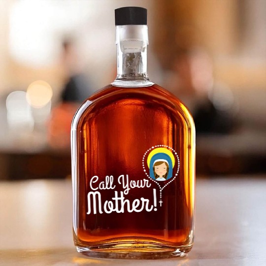 Call Your Mother Mom Gifts Blessed Mary Rosary Cut Whiskey Bottles