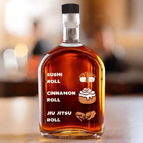 Sushi Cinnamon Jiu Jitsu Roll Funny BJJ Sports FF Band Whiskey Bottles