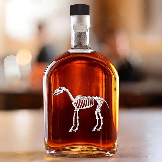 A Skeleton of a Horse Whiskey Bottles