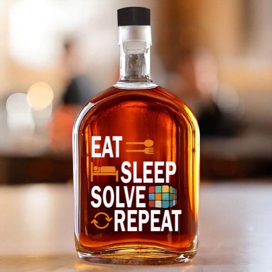 Eat Sleep Solve Repeat Math Speed Cubing Genie Whiskey Bottles