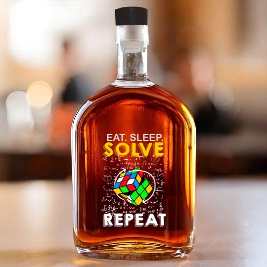 Eat Sleep Solve Repeat Math Speed Cubing Genie Whiskey Bottles