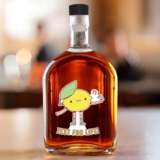 Cute Lemon and Bird Zest For Life Whiskey Bottles