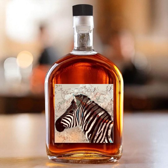 Zebra with neon colors Whiskey Bottles