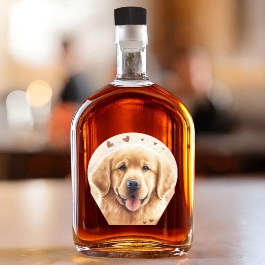 Golden Retriever Cute Flat-coated Retriever Golden Whiskey Bottles