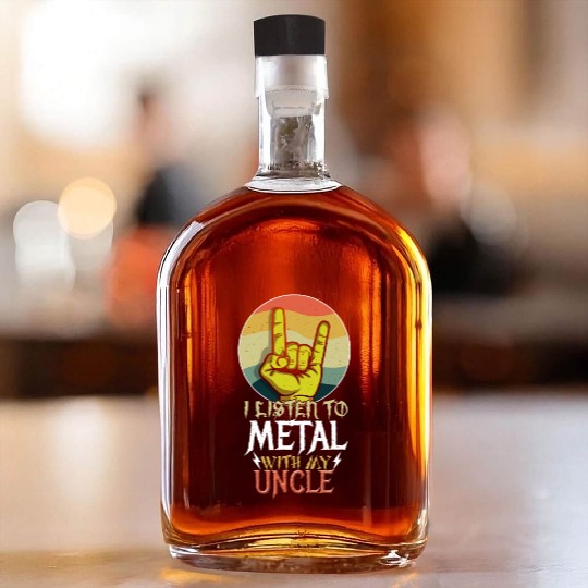 Metal With Uncle Metal Kid Music Lover Rocker Whiskey Bottles