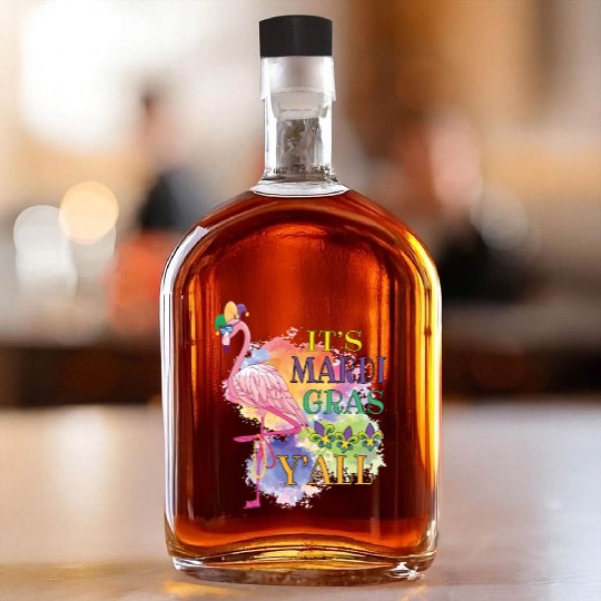 Mardi Gras Flamingo Funny Carnival Party Gift Idea Whiskey Bottles