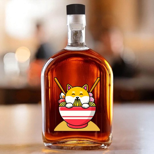 Cat Eating Spaghetti Ramen Cat Sweet Kitty Whiskey Bottles