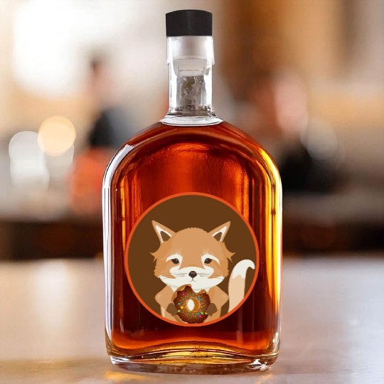 magical little fox with delicious donut Whiskey Bottles