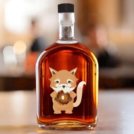 magical little fox with delicious donut Whiskey Bottles