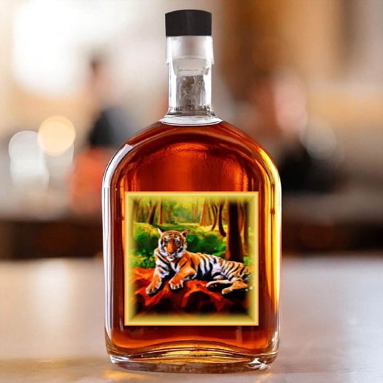 "Majestic Tiger Resting in The Wild". Buy Now Whiskey Bottles