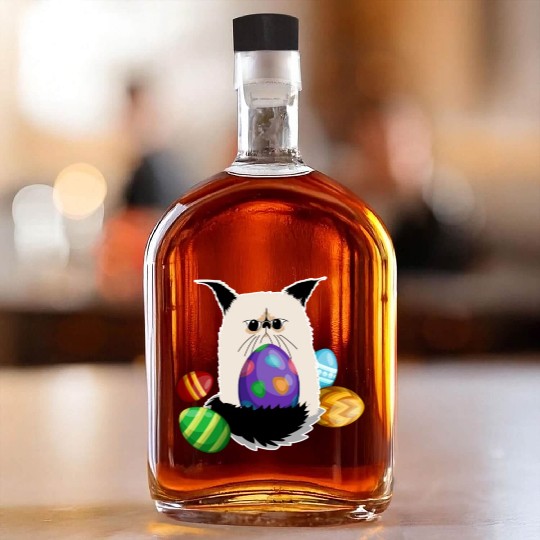 Grumpy Cat Easter Bunny Nope Spring Holiday Whiskey Bottles