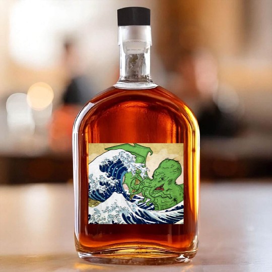 The Great Wave off Octopus Whiskey Bottles