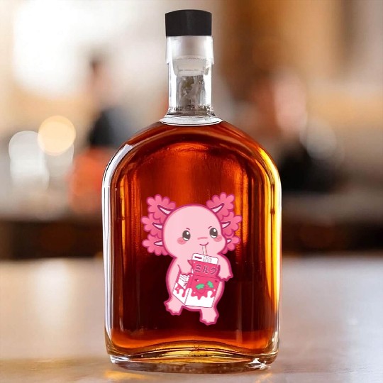 Kawaii Axolotl Strawberry Milk Teen Girl Kids Japa Whiskey Bottles