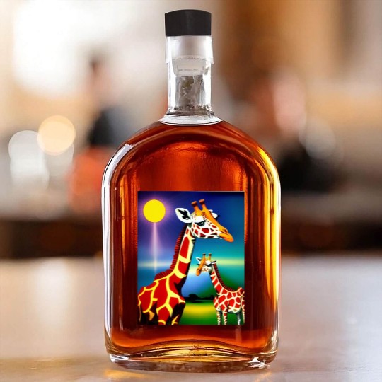 Giraffe in the spectrum of light Whiskey Bottles