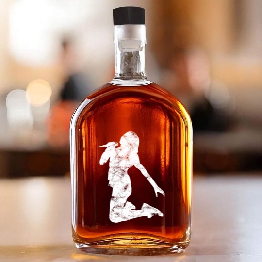 guitar player girl silhouette Whiskey Bottles