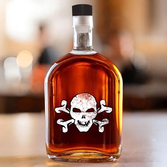 Cracked Skull And Crossbones Whiskey Bottles