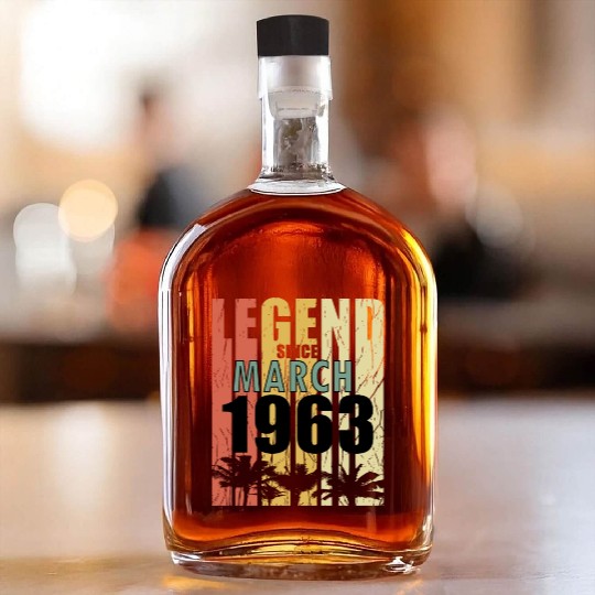 60th birthday man original March born 1963 Whiskey Bottles