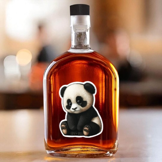 Cute little Panda playing design Whiskey Bottles