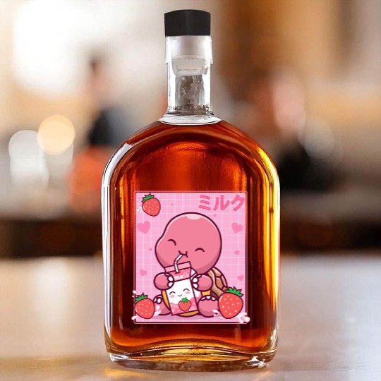 Kawaii Turtle Lover Strawberry Milk Shake Otaku Whiskey Bottles
