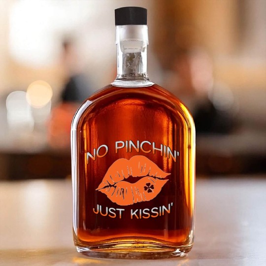 Orange Clover Lips, No Pinching, Kiss Me Irish Whiskey Bottles