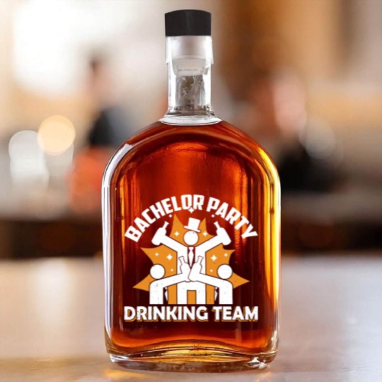 Bachelor Party Drinking Team Bride Groom Whiskey Bottles