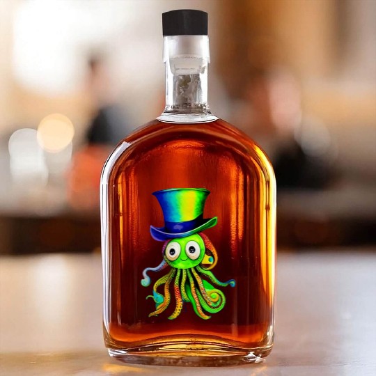 A Splash of Color A Watercolor Rainbow Octopus Whiskey Bottles