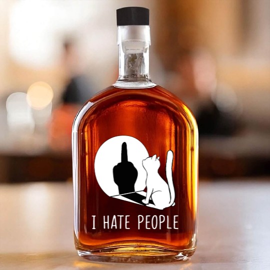 Grumpy Kitten Cats I Don't Like People Cat I Hateb Whiskey Bottles