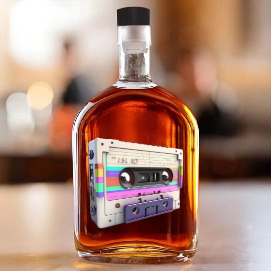 80s Music Cassette Tape : 3D, Neon, 80s songs Whiskey Bottles