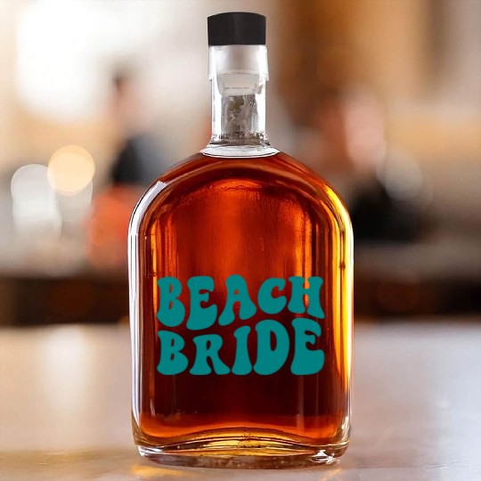 Beach Bride Teal Beach Theme Bachelorette Whiskey Bottles