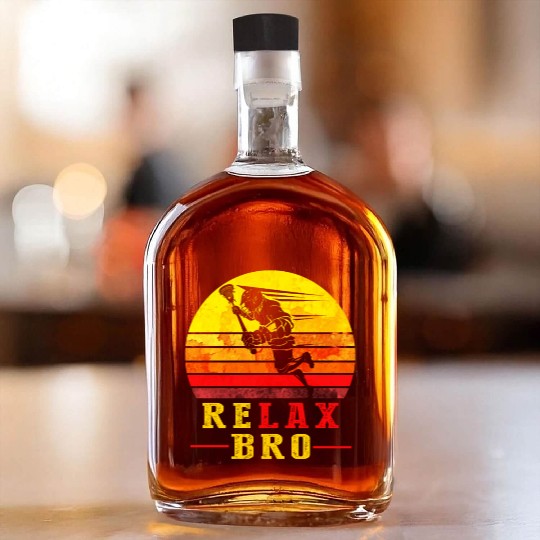 Relax Bro Lacrosse Player Gift in Retro Vintage Whiskey Bottles