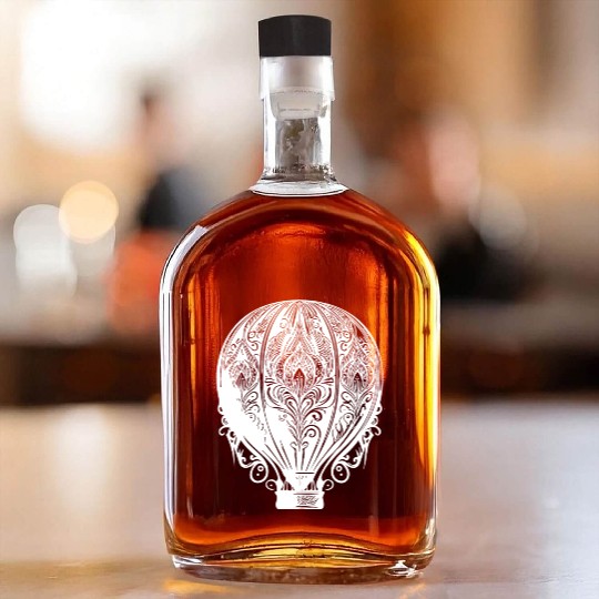 Vintage Hot Air Balloon Fan Design Whiskey Bottles