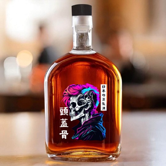 Sad Boy Anime Skull Skeleton Gothic Vaporwave Aest Whiskey Bottles