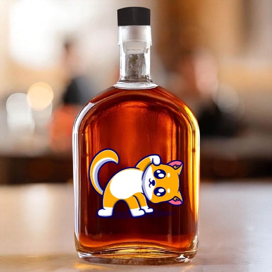 Cute dog cartoon icon illustration gift Whiskey Bottles