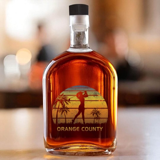 Retro Orange County Women's Golf Golfing Fan Whiskey Bottles