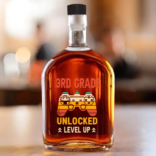 3rd Grade Unlocked Level Up Video Gamer Whiskey Bottles