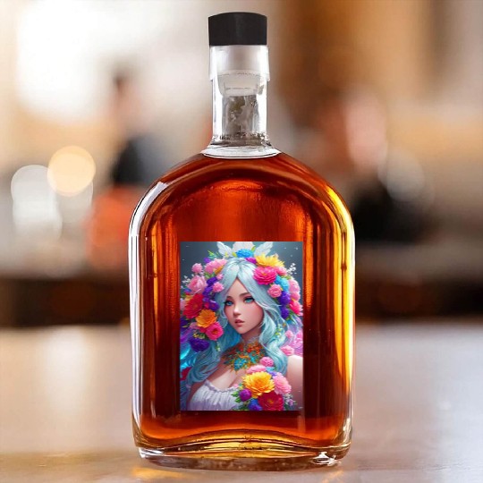 Spring Girl with a bouqet of flowers garland #20 Whiskey Bottles