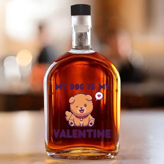 my dog is my valentine for dog lover Whiskey Bottles