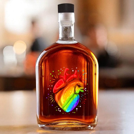 Colorful Real Heart Lgbtq Gay Lesbian Pride Month Whiskey Bottles