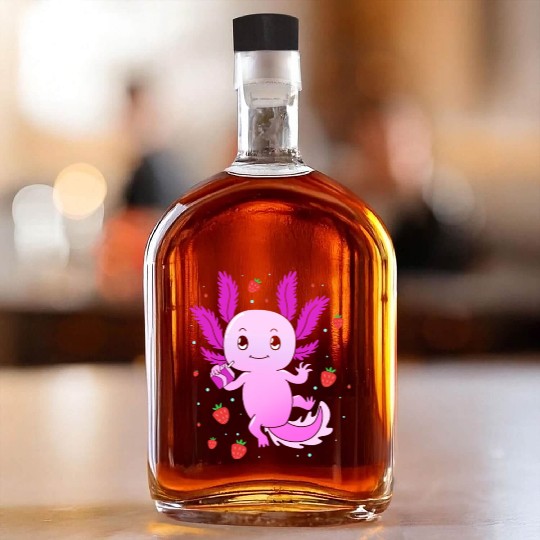 Pastel Gothic Aesthetic Axolotl Strawberry Milk Whiskey Bottles