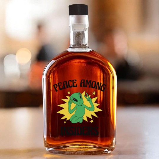 Area 51 Peace Alien Head Martian Space Outsider Whiskey Bottles