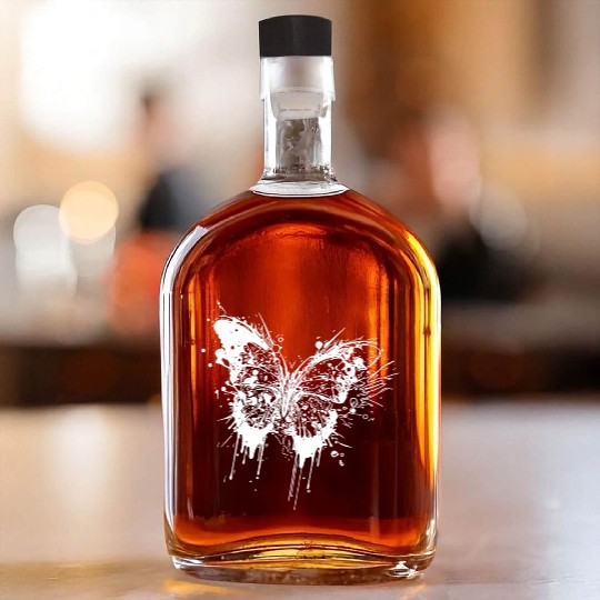Tattoo Ink Splash Butterfly Whiskey Bottles