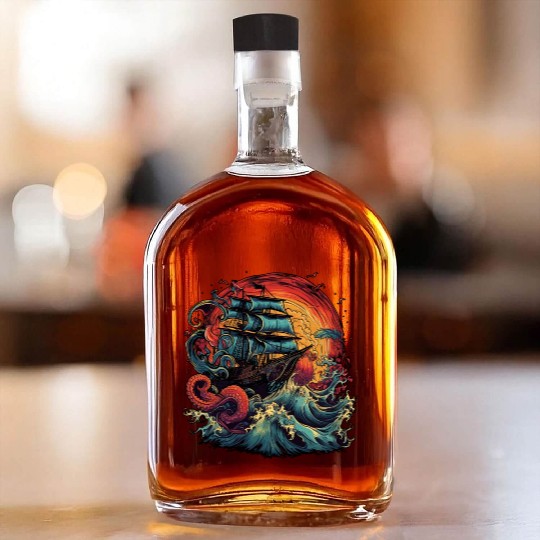 Pirate Ship vs The Kraken Whiskey Bottles