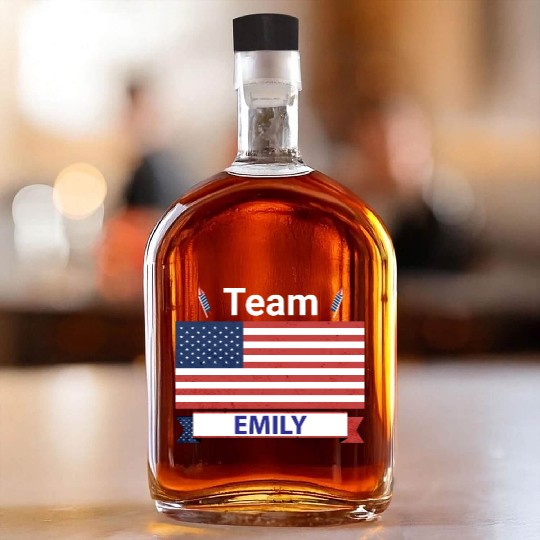Team Emily USA American Flag Stars Whiskey Bottles
