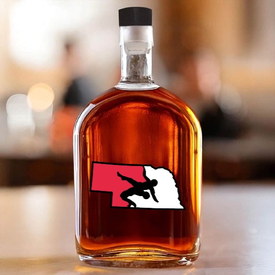 Nebraska Wrestling (State Colors) Whiskey Bottles