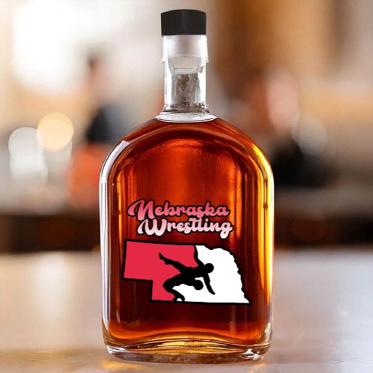 Nebraska Wrestling (State Colors) Whiskey Bottles