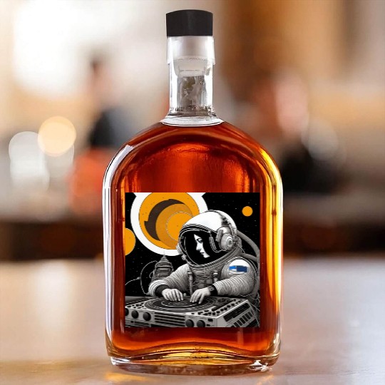 Intricate detailed artwork of astronauts using Whiskey Bottles