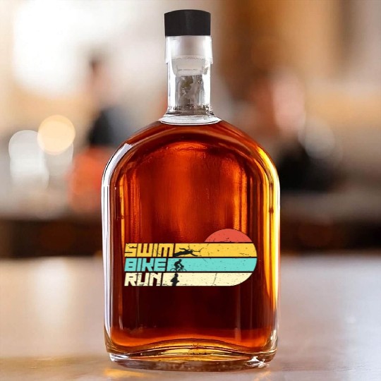 Triathlon Swim Bike Run Retro Training Triathletes Whiskey Bottles
