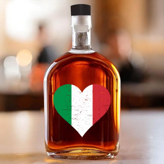 Italy Heart Vintage Flag Italy Love Whiskey Bottles
